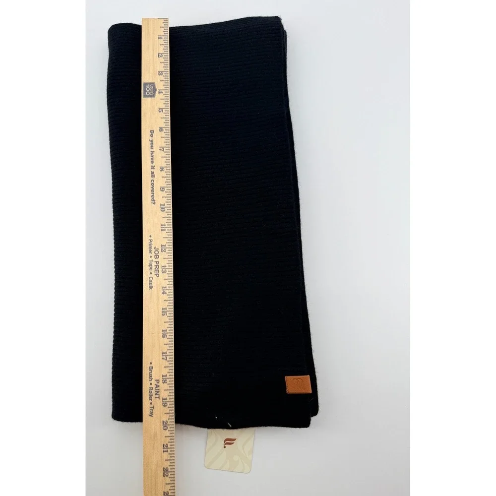 Fabletics‎ Cashmere Blend Scarf Black 95/5 Soft Knit Winter Scarf NWT